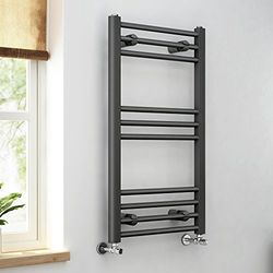iBathUK | 800 x 450 Anthracite Straight Heated Towel Rail Bathroom Radiator