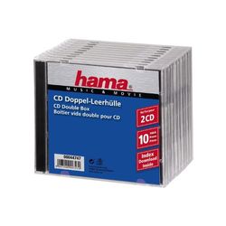 Hama Boîtier standard double (pour CD et disques Blu-Ray, Étui protecteur pour CD, paquet de 10) Noir/Transparent