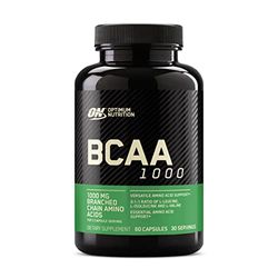 Cápsulas BCAA de Optimum Nutrition, Tabletas de Aminoácidos, 1000 mg de Aminoácidos Esenciales BCAA con L-Leucina, L-Isoleucina y L-Valina, Sin Sabor, Suplementos de BCAA, 100 Porciones, 200 Cápsulas