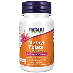 Now Foods, Methyl Folate (Folic Acid), 1.000mcg, 90 Vegan Tablets, Lab-Tested, Vitamin B9, Gluten Free, SOYA Free, Vegetarian