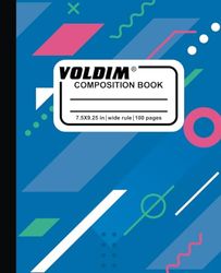 Voldim's wide range of composition notebooks. Wide lined paper, multicolor, 9-3/4 x 7-1/2 Inches, 50 sheets