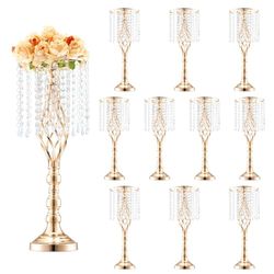 VEVOR Jarrón de Flores de Cristal para Boda Alto de 55 cm Jarrón Urna para Centro de Mesa 10 Piezas Soporte de Flores de Mesa para Decoración de Bodas, Fiestas, Ceremonias, Cumpleaños, Eventos