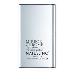 Nails Inc Silver Served, Silver, Metallic Mirror Chrome, No Chip, Long Lasting, Quick Dry, Air Dry, Professional Manicures & Pedicures, Fingernails & Toenails, Vegan Nail Polish, 14 ML