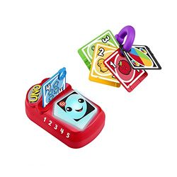 Fisher-Price Ríe y Aprende Mi Primer UNO Juguete Interactivo con Luces y Sonidos para bebés +6 Meses, versión español + portugués + Italiano + inglés (HHG94)