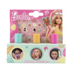Barbie Children's Nail Varnish & Stickers Gift Set - Non-Toxic - Waterbase Polish - Peelable varnish - Gift