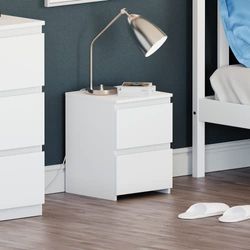 Vida Designs Commode de chevet Denver à 2 tiroirs (blanche), H 40 x L 29,5 x P 29,5 cm