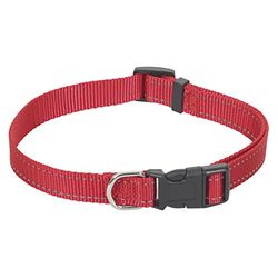 CHAPUIS SELLERIE SLA332 Collar ajustable reflectante de perro - Correa reforzada de nailon rojo - Ancho 25 mm - Largo 38-65 cm - Talla L