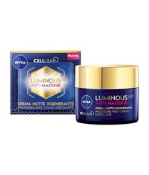 NIVEA Cellular Luminous630 Anti Macchie Crema Viso Notte Rigenerante 50 ml, Crema antimacchia viso per una pelle uniforme, Crema viso acido ialuronico e Luminous630 con azione antimacchie