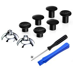 eXtremeRate ThumbsGear Joysticks Ajustable para ps4 5 Mando Joystick Ergonómico Intercambiable con Grip Convexo y Cóncavo de 3 Alturas Thumbsticks para ps4 Pro/Slim para ps5 Control-Plata Cromo&Negro