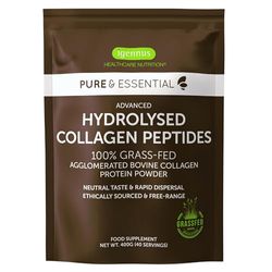 Peptidi di Collagene Idrolizzato, non aromatizzato, 100% polvere proteica di collagene agglomerato proveniente da bovini allevati ad erba, collagene da bere 400gr - Igennus