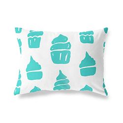 BonaMaison Turkoois-Wit Decoratieve Kussensloop, Kussenhoezen Bank, Decoratieve Kussenhoesjes, Kussensloop; Sofa, Slaapkamer, Kantoor, Auto 35x50 Cm - Ontworpen en vervaardigd in Turkije