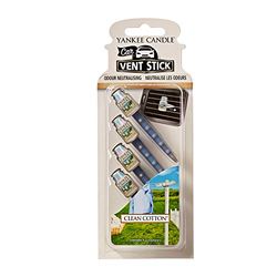 Yankee Candle ambientador de carro em barra para grelhas de ventilação, algodão branco, embalagem de 4