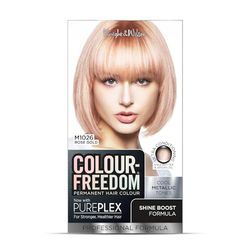 Colour Freedom Metallic Rose Gold Permanent Hair Dye with PurePlex. Ultra Glossy Conditioning Hair Colour. 100% grey coverage. By Knight & Wilson.