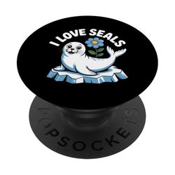 I Love Seals - Bonito diseño de sello adorable PopSockets PopGrip Adhesivo
