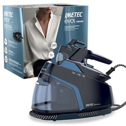 Imetec Evos Ceramic Plancha con Caldera, Presión de hasta 7 bares, Tecnología Flash Steam, Golpe de Vapor de 500 g, Placa Deslizante Infinity Glide Ceramic, 2400 W, Antical, Recarga continua