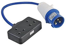 PRO ELEC PELB0139 16A, 230V, 2 Gang UK 13A Cavo di prolunga per spina CEE, 2P+E, blu, 350 mm
