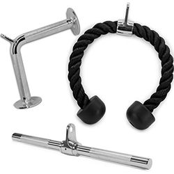 Yes4All SJ46 Combo triceps touw, V-vormige staaf & draaiende/roterende rechte stang - V-vormige drukstang - triceps-touw naar beneden trekken - lattrekstang