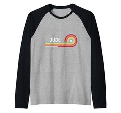 I Love Jude Personalizado Retro Sunset Nombre Camiseta Manga Raglan