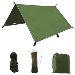 3 x 3 m dekzeil, regenbescherming, tent, camping, waterdicht, draagbaar, survivalhuis, licht, uv-bescherming, regenbescherming voor camping, buitenactiviteiten (groen leger)