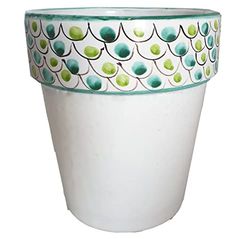 Ceramiche Angela Rinaldi - Vaso in Ceramica di Vietri dipinto a mano decoro geometrico per piante Maiolica Design Terracotta Coccio Cachepot Fioriera (pallini, Altezza cm. 34, diametro cm. 31)