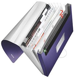 LEITZ 39570069 - Carpeta acordeón STYLE PP con 6 separadores más 1 extra ancho DIN A4 color azul titán