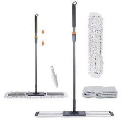 Mocio antipolvere per pavimenti in legno duro, 81,3 cm, in cotone, per uso commerciale, industriale, con 3 cuscinetti di ricambio extra per mocio, manico lungo 154 cm, per la pulizia di ufficio,