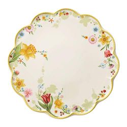 Villeroy & Boch – Spring Awakening Plat de service à gâteau 33 cm, garanti lave-vaisselle, présentoir à gâteau, décorations de pâques, pâques décoration, déco de pâques, Porcelaine, Blanc/Multicolore