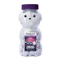 Sambucol Natural Black Elderberry Kids Chewable Teddies| Vitamin C | Immune Support Supplement | 60 tablets