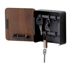 YAMAZAKI 4801 RIN Key Box, Black, Steel/Plywood, 15.8 x 5.7 x 15.8 cm