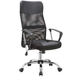 Bakaji Fauteuil van kunstleer en netstof, rotatie 360 graden, zwart, metaal, uniek