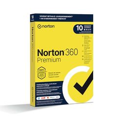 Norton 360 Premium 2024, antivirussoftware, internetbeveiliging, 10 Apparaten, 1 Jaar abonnement met automatische verlenging, Secure VPN en Password Manager, PCs, Macs, tablets en smartphones