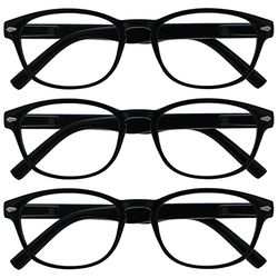 UV Reader La Société Lunettes De Lecture Noir Lecteurs Valeur Pack 3 Femmes Hommes RRR76-111 +3,50