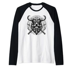 Oso Vikingo Guerrero Odin Berserker Oso Nórdico Guerrero Camiseta Manga Raglan