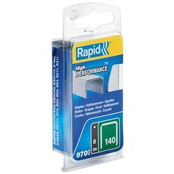 Rapid Caja Estrecha de Grapas de Corona Plana para Plástico, Cartón y Alfombras N.º140 de Acero Galvanizado, 8 mm – 970 Grapas