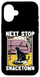 Next Stop Snacktown Cat Robot Vacuum Cleaner Cat Case for iPhone 16
