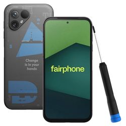 Smartfon Fairphone 5 5G Sustainable (wyświetlacz 6,46”, podwójny aparat 50 MP, 8 GB/256 GB, 4200 mAh, Android 14) ze śrubokrętem, przezroczysta edycja