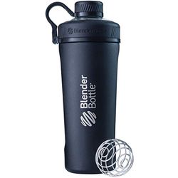 BlenderBottle Radian de acero inoxidable | Botella de agua | Botella mezcladora de batidos de proteínas | con batidor Blenderball | libre de BPA | Negro - 770ml