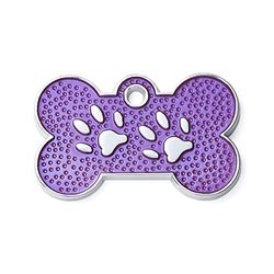 Timbrato con portachiavi Pet Tags Rotondo Osso Forma Cane Stampaggio Blank Tags Personalizzato Inciso Nome dell'animale domestico Tag per Gatto Cucciolo Gattino Animali domestici(viola)