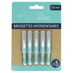 Kit 5 Brossettes Interdentaires 0,5mm - Nettoie les Espaces Interdentaires en Douceur - Nettoyage Dentaire Efficace - Accessoire Nettoyant Plaque Dentaire, Hygiène Bucco-Dentaire Feel Natural