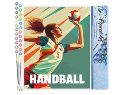 Figured'Art Peinture par Numéro Adulte Affiche sportive Handball - Activité Manuelle Kit de Loisir Créatif DIY Numéro d'Art Complet - 40x50cm sans châssis en bois