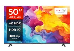 TCL 50V6B TV 50”, 4K HDR, Ultra HD, Google TV con design senza bordi, Dolby Audio, compatibile con Google Assistant e Alexa