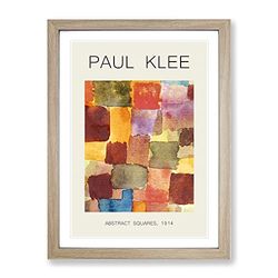 Squares By Paul Klee Exhibition Museum Painting Framed Wall Art Print, Ready to Hang Picture for Living Room Bedroom Home Office Décor, Oak A2 (64 x 46 cm)