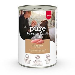 MERA Pure Sensitive tacchino (6 x 400 g), cibo per cani bagnato ad alto contenuto di carne e senza cereali, cibo umido al 100% di proteine animali per cani sensibili, proteine singole