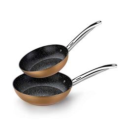 MONIX Copper | Lot 2 Poêles 20|24 cm, Aluminium Forgé, Revêtement Antiadhésif Quantanium sans PFOA, Compatible Tous Feux Y Compris Induction, Cuivre