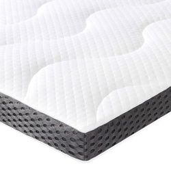 Amazon Basics Colchón de Espuma viscoelástica con Gel refrescante Topper, Funda removible y Lavable, 140 x 190 cm, 7 cm, Blanco