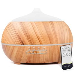 Diffuseur d'huiles essentielles pour humidificateur à ultrasons: Diffuseur d'huiles d'aromathérapie 500 ML avec télécommande Humidificateur électrique Diffuseur d'huiles d'aromathérapie en Bois