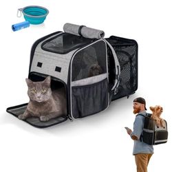 Mobiclinic® pets, Rugzak voor huisdieren, Tula, Opvouwbaar, Ventilatie, Zakken, Inclusief voederbakje zakjes, Meerdere toegangen