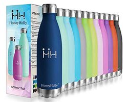 HoneyHolly Botella Agua Acero Inoxidable, Botella Termica 500ml, Botellas Sin Bpa & Eco Friendly, Mantiene Bebidas frías por 24h y Calientes por 12h, Botella Agua Deporte para Bicicleta, Gimnasio