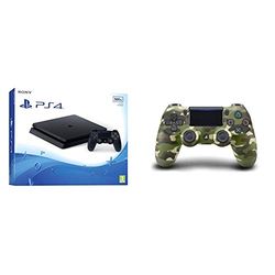 PS4 Slim 500 Go F Noir + Manette Dual Shock 4 V2 pour PS4 - Vert Camouflage