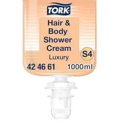 Tork Gel de Ducha para Cuerpo y Cabello 3 en 1 Luxury S4, Aroma Argán y Vainilla, 1000 ml, 424661
